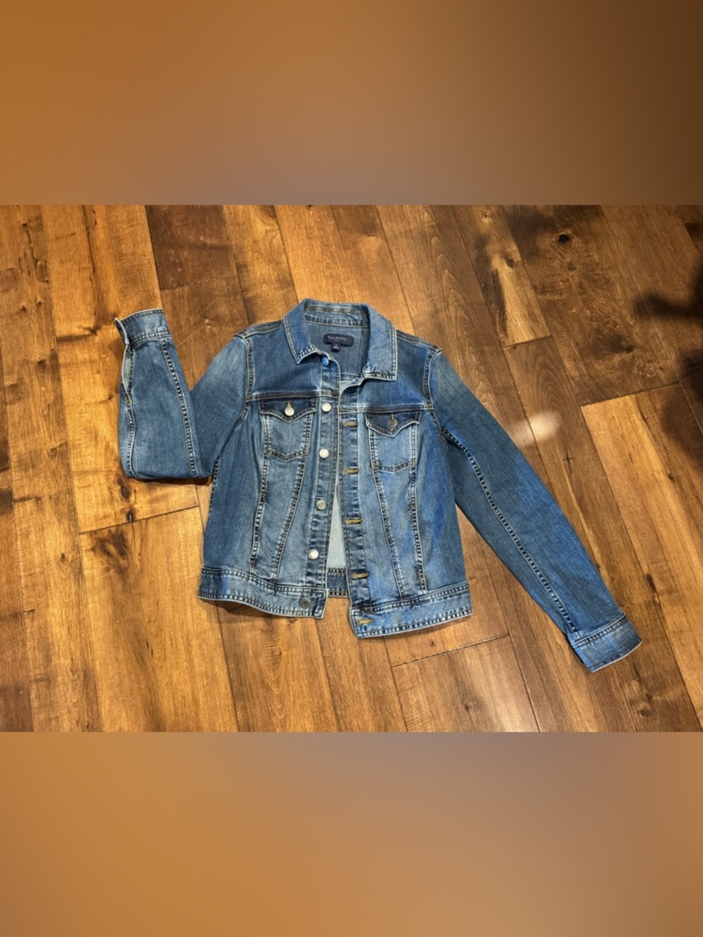Talbots Dark Blue Denim Jacket with Contrast Stitching